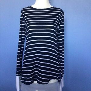 Navy striped top with cuffs by Joe Fresh small size